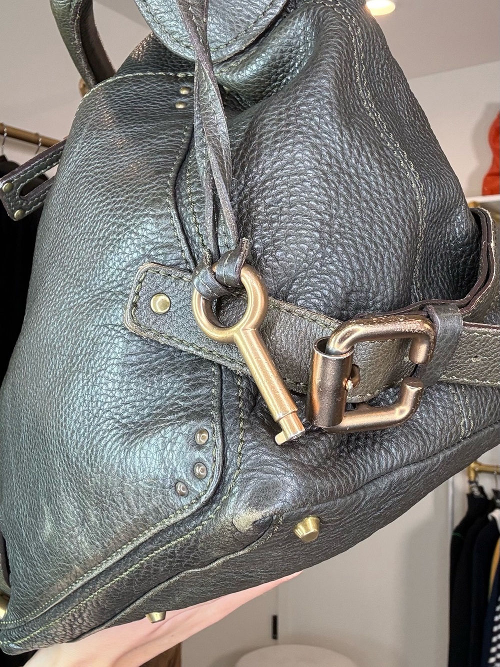 Chloe Vintage Paddington in Green Leather - Picture 7 of 11